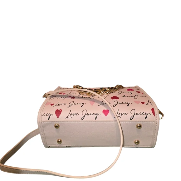 Juicy Couture Love Script Crossbody Bag in Pink and Cream - Picture 3 of 5